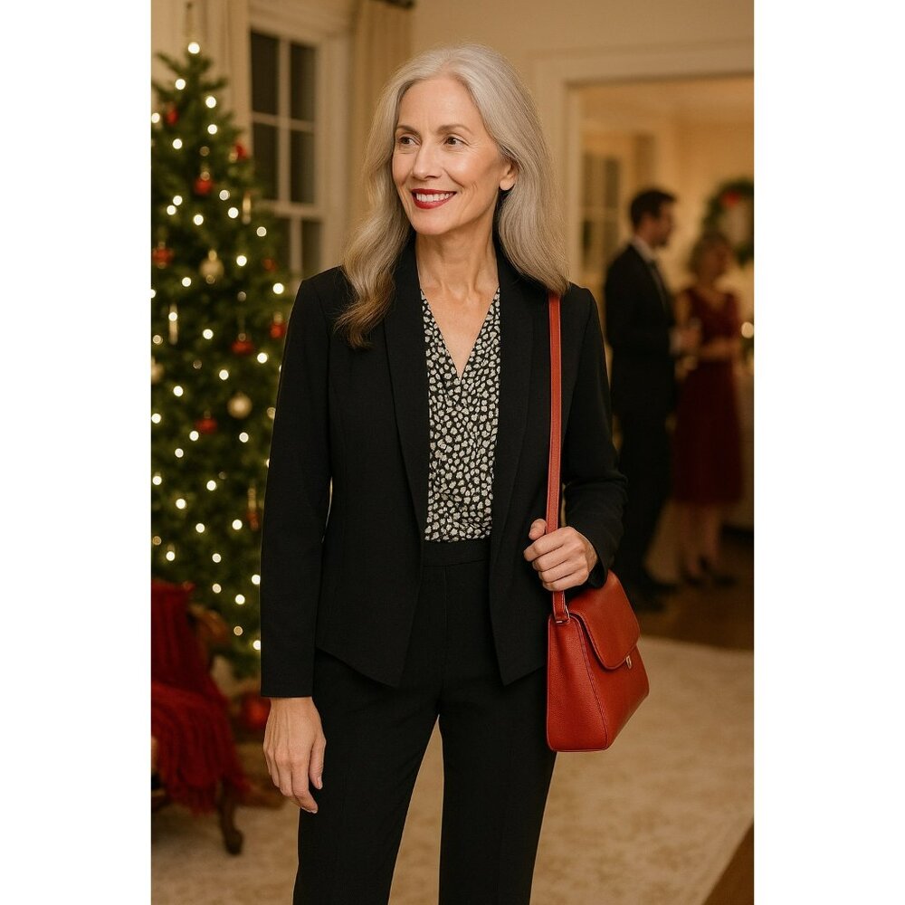 Eileen Fisher Womens Black Viscose & Nylon Blazer Medium